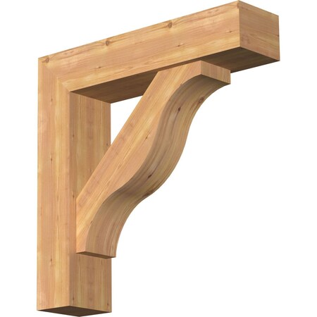 Ekena Millwork Funston Block Smooth Bracket w/ Offset Brace, Western Red Cedar, 7 1/2"W x 32"D x 32"H BKT0806X32X32FST05SWR